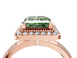 Rose gold Fancy Green Princess Cut Diamond Double Halo Ring with Split Shank and Four-Prong Setting_4
