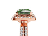 Rose gold Fancy Green Princess Cut Diamond Double Halo Ring with Split Shank and Four-Prong Setting_5