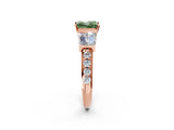Rose gold Fancy Green Princess Cut Diamond Engagement Ring with Baguette Side Stones and Channel Set Band_18
