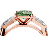Rose gold Fancy Green Princess Cut Diamond Engagement Ring with Baguette Side Stones and Channel Set Band_20