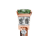 Rose gold Fancy Green Princess Cut Diamond Engagement Ring with Baguette Side Stones and Channel Set Band_21
