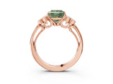 Rose gold Fancy Green Princess  Cut Diamond Engagement Ring with Bezel Set Round Side Stones and Prong Setting_33