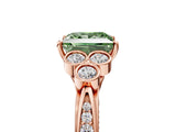 Rose gold Fancy Green Princess  Cut Diamond Engagement Ring with Bezel Set Round Side Stones and Prong Setting_35