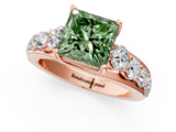Rose gold Fancy Green Princess  Cut Diamond Engagement Ring with Pavé Band and Four-Prong Setting_4
