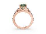 Rose gold Fancy Green Princess  Cut Diamond Engagement Ring with Pavé Band and Four-Prong Setting_6