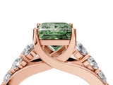 Rose gold Fancy Green Princess  Cut Diamond Engagement Ring with Pavé Band and Four-Prong Setting_7