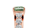 Rose gold Fancy Green Princess  Cut Diamond Engagement Ring with Pavé Band and Four-Prong Setting_8