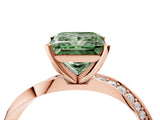 Rose gold Fancy Green Princess Cut Diamond Engagement Ring with Side Stone Accents and Four-Prong Setting_100