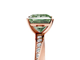 Rose gold Fancy Green Princess Cut Diamond Engagement Ring with Side Stone Accents and Four-Prong Setting_101