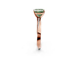 Rose gold Fancy Green Princess Cut Diamond Engagement Ring with Side Stone Accents and Four-Prong Setting_14