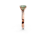 Rose gold Fancy Green Princess Cut Diamond Engagement Ring with Side Stone Accents and Four-Prong Setting_26