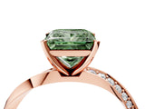 Rose gold Fancy Green Princess Cut Diamond Engagement Ring with Side Stone Accents and Four-Prong Setting_28