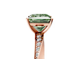 Rose gold Fancy Green Princess Cut Diamond Engagement Ring with Side Stone Accents and Four-Prong Setting_29