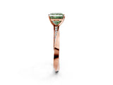 Rose gold Fancy Green Princess Cut Diamond Engagement Ring with Side Stone Accents and Four-Prong Setting_98