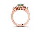 Rose gold Fancy Green Princess  Cut Diamond Five-Stone Prong Set White Gold Ring_32