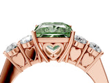 Rose gold Fancy Green Princess  Cut Diamond Five-Stone Prong Set White Gold Ring_33