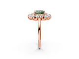 Rose gold Fancy Green Princess Cut Diamond Floral Double Halo Engagement Ring with Prong Setting_26