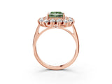 Rose gold Fancy Green Princess Cut Diamond Floral Double Halo Engagement Ring with Prong Setting_27