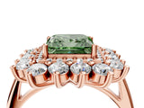 Rose gold Fancy Green Princess Cut Diamond Floral Double Halo Engagement Ring with Prong Setting_28