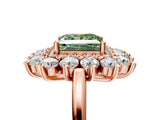 Rose gold Fancy Green Princess Cut Diamond Floral Double Halo Engagement Ring with Prong Setting_29