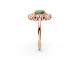Rose gold Fancy Green Princess Cut Diamond Floral Double Halo Engagement Ring with Prong Setting_62