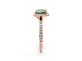 Rose gold Fancy Green Princess  Cut Diamond Floral Halo Engagement Ring with Pavé Band and Prong Setting_19