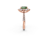 Rose gold Fancy Green Princess  Cut Diamond Floral Halo Pave Band with Prong Setting_2