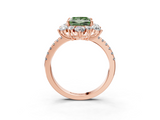 Rose gold Fancy Green Princess  Cut Diamond Floral Halo Pave Band with Prong Setting_3