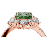Rose gold Fancy Green Princess  Cut Diamond Floral Halo Pave Band with Prong Setting_4
