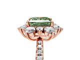 Rose gold Fancy Green Princess  Cut Diamond Floral Halo Pave Band with Prong Setting_5