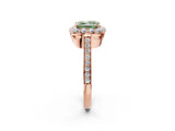 Rose gold Fancy Green Princess Cut Diamond Floral Halo Ring with Pavé Band and Prong Setting_5