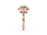 Rose gold Fancy Green Princess Cut Diamond Floral Halo Split Shank Prong Setting Ring_14