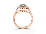 Rose gold Fancy Green Princess Cut Diamond Floral Halo Split Shank Prong Setting Ring_15