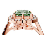 Rose gold Fancy Green Princess Cut Diamond Floral Halo Split Shank Prong Setting Ring_16