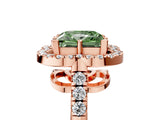 Rose gold Fancy Green Princess Cut Diamond Floral Halo Split Shank Prong Setting Ring_17