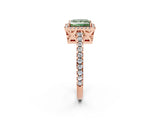 Rose gold Fancy Green Princess Cut Diamond Halo Engagement Ring with Pavé Band and Prong Setting_29