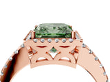 Rose gold Fancy Green Princess Cut Diamond Halo Engagement Ring with Pavé Band and Prong Setting_31