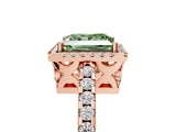 Rose gold Fancy Green Princess Cut Diamond Halo Engagement Ring with Pavé Band and Prong Setting_32