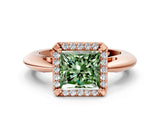 Rose gold Fancy Green Princess  Cut Diamond Halo Engagement Ring with Split Shank and Four-Prong Setting_30