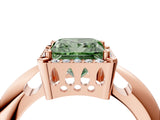 Rose gold Fancy Green Princess  Cut Diamond Halo Engagement Ring with Split Shank and Four-Prong Setting_34