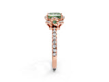 Rose gold Fancy Green Princess Cut Diamond Halo Pave Band with Four-Prong Setting_5