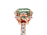 Rose gold Fancy Green Princess Cut Diamond Halo Pave Band with Four-Prong Setting_8