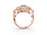Rose gold Fancy Green Princess Cut Diamond Halo Ring with Pavé Band and Four-Prong Setting_20