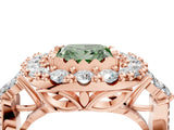 Rose gold Fancy Green Princess Cut Diamond Halo Ring with Pavé Band and Four-Prong Setting_21