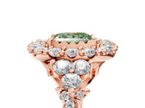 Rose gold Fancy Green Princess Cut Diamond Halo Ring with Pavé Band and Four-Prong Setting_22