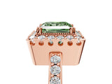 Rose gold Fancy Green Princess Cut Diamond Halo Ring with Pavé Band and Prong Setting_5