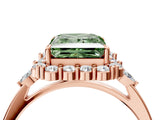 Rose gold Fancy Green Princess Cut Diamond Halo Ring with Pear Side Stones and Prong Setting_16