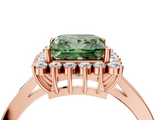 Rose gold Fancy Green Princess  Cut Diamond Halo Ring with Round Brilliant Halo and Solitaire Band_4
