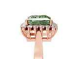 Rose gold Fancy Green Princess  Cut Diamond Halo Ring with Round Brilliant Halo and Solitaire Band_5