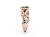 Rose gold Fancy Green Princess Cut Diamond Halo Ring with Round Split Shank and Prong Setting_38